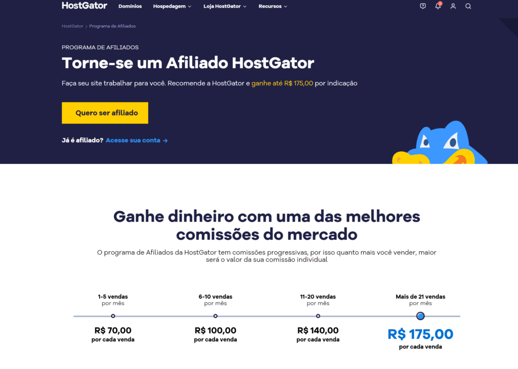 Programa de Afiliados da Hostgator